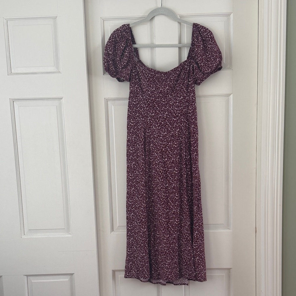 Miami Maroon Floral Midi Dress